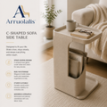 Arruolalis™ SlideNest C-Shaped Side Table – Compact Design with Everyday Convenience